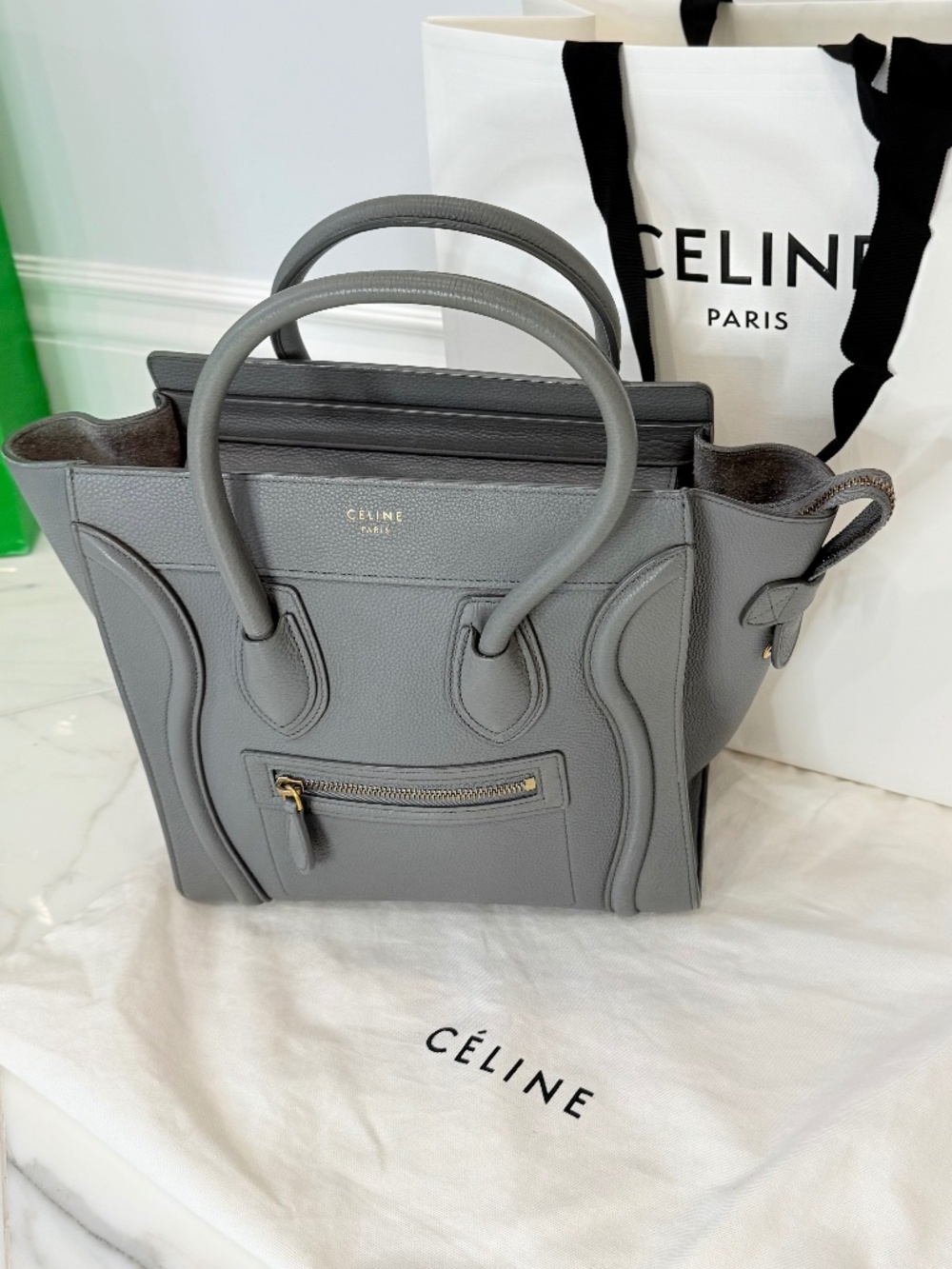Celine Micro Luggage Bag Grey/Silver